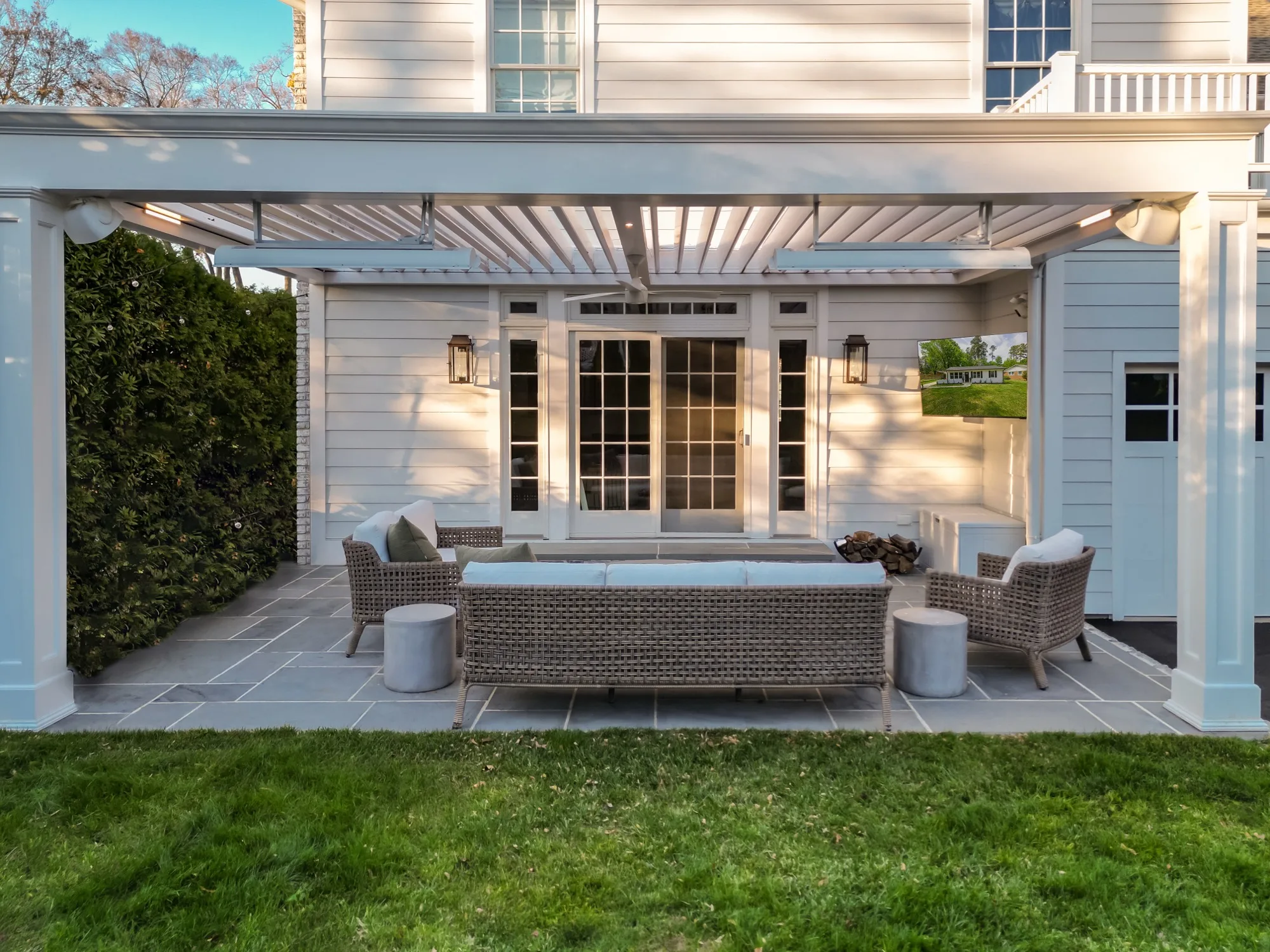 Custom motorized louvered pergola