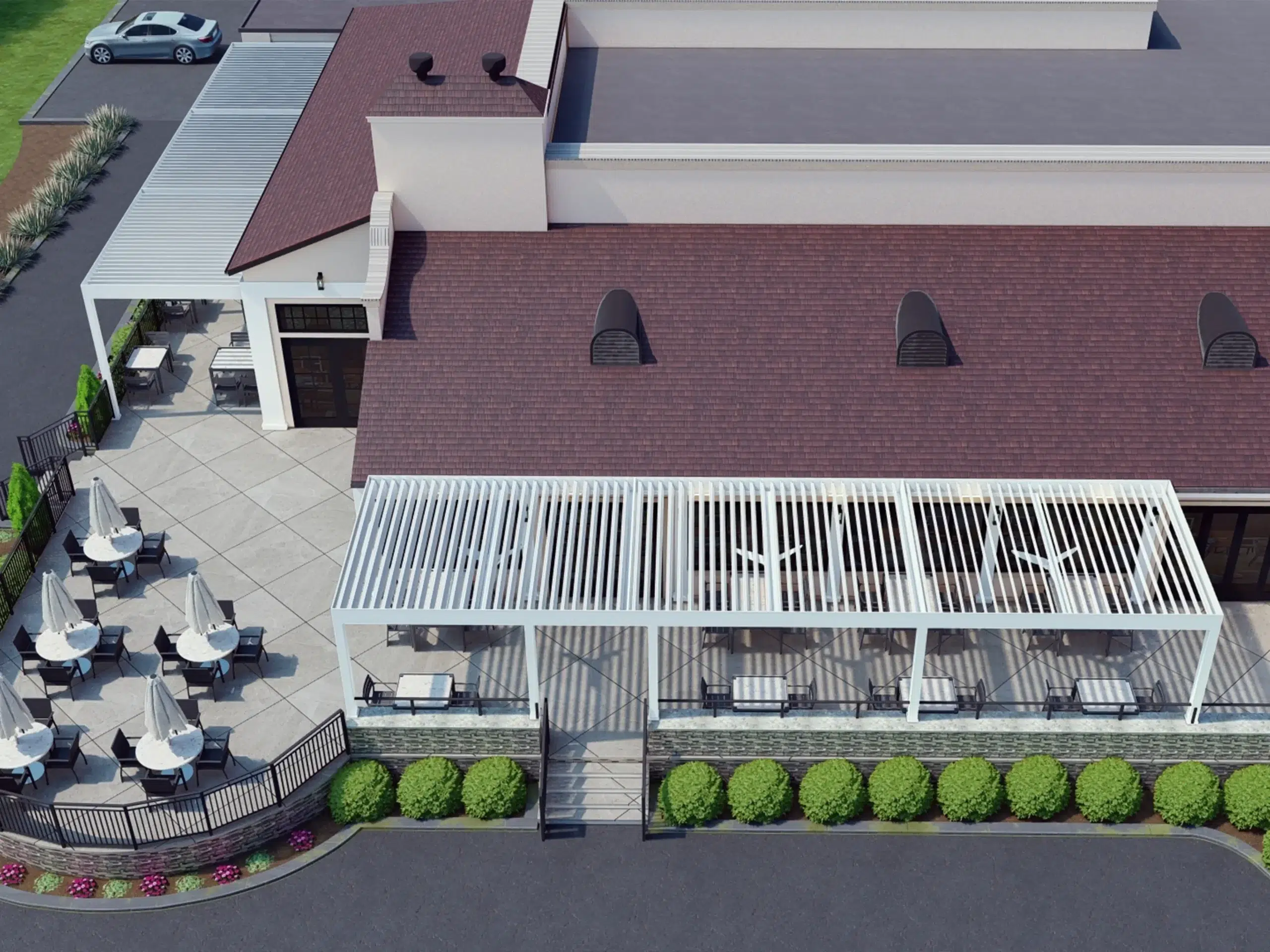 Breslow 3D design rendering of a motorized pergola project