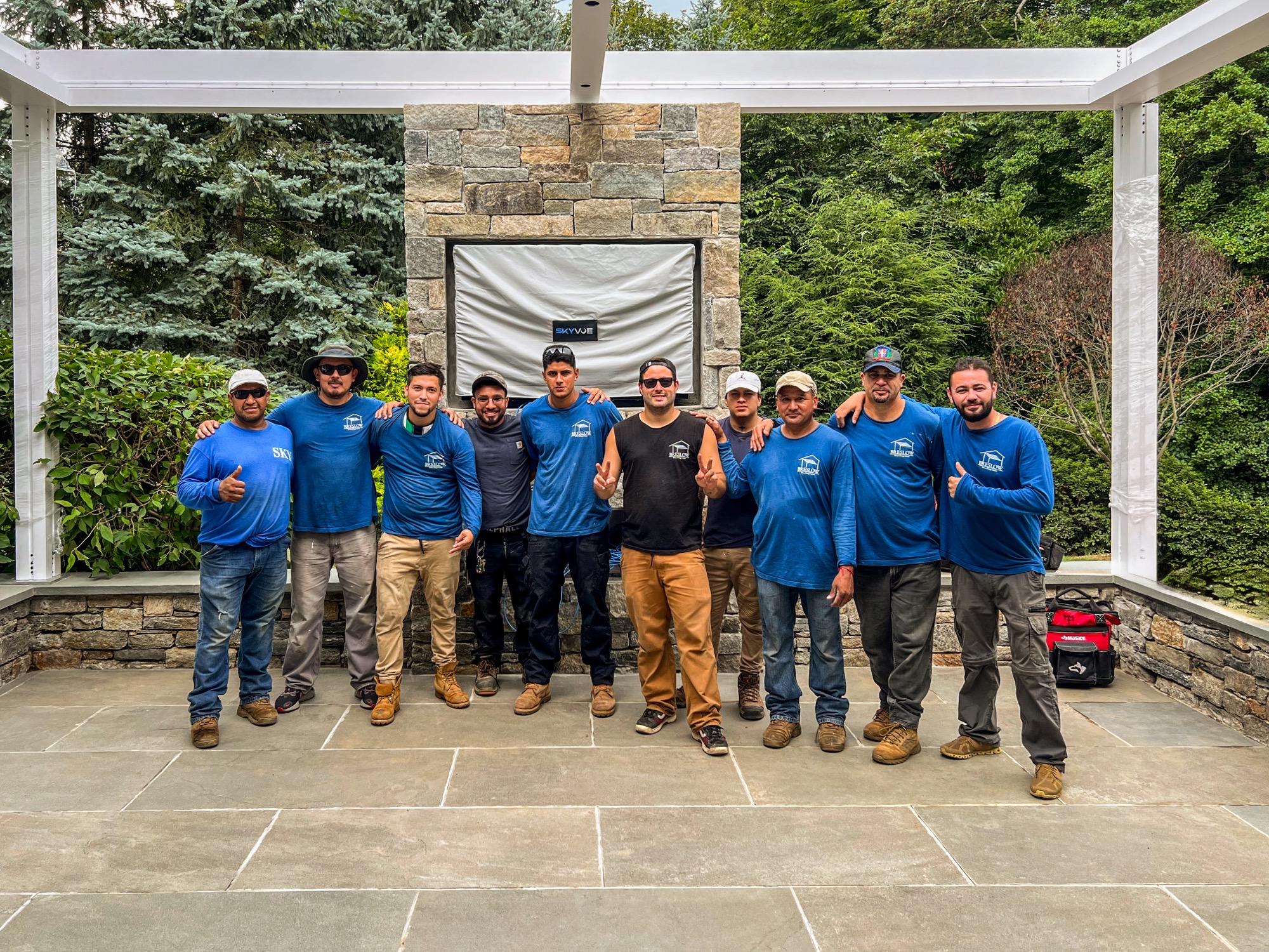 Breslow installation crew in front of completed pergola project