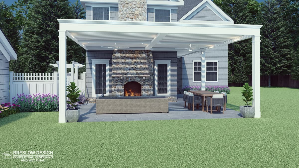 New Canaan pergola 3D design rendering 1