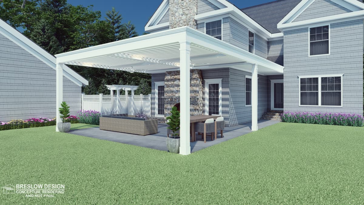 New Canaan pergola 3D design rendering 2