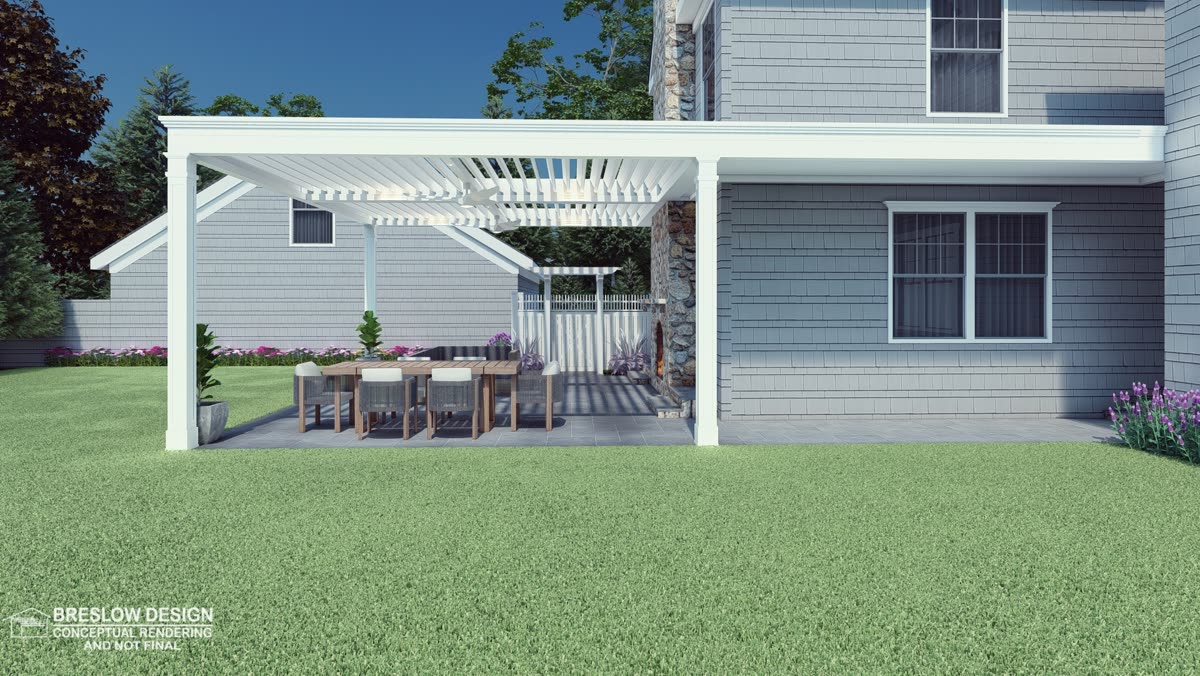 New Canaan pergola 3D design rendering 3