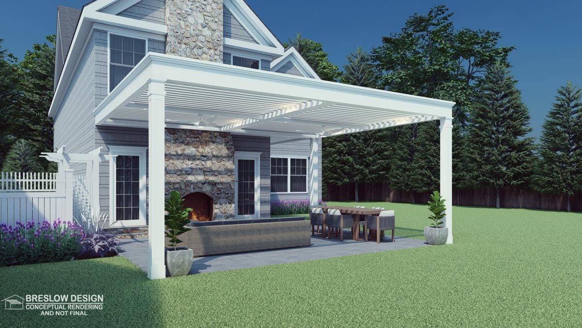 New Canaan pergola 3D design rendering 4