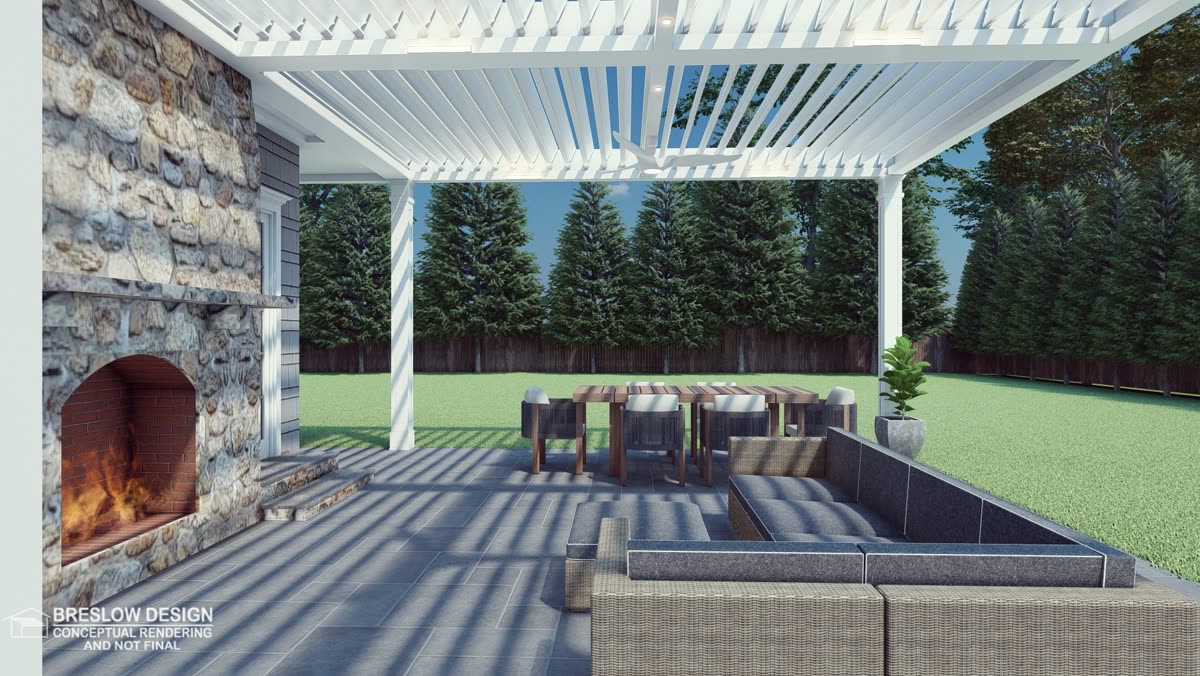 New Canaan pergola 3D design rendering 5