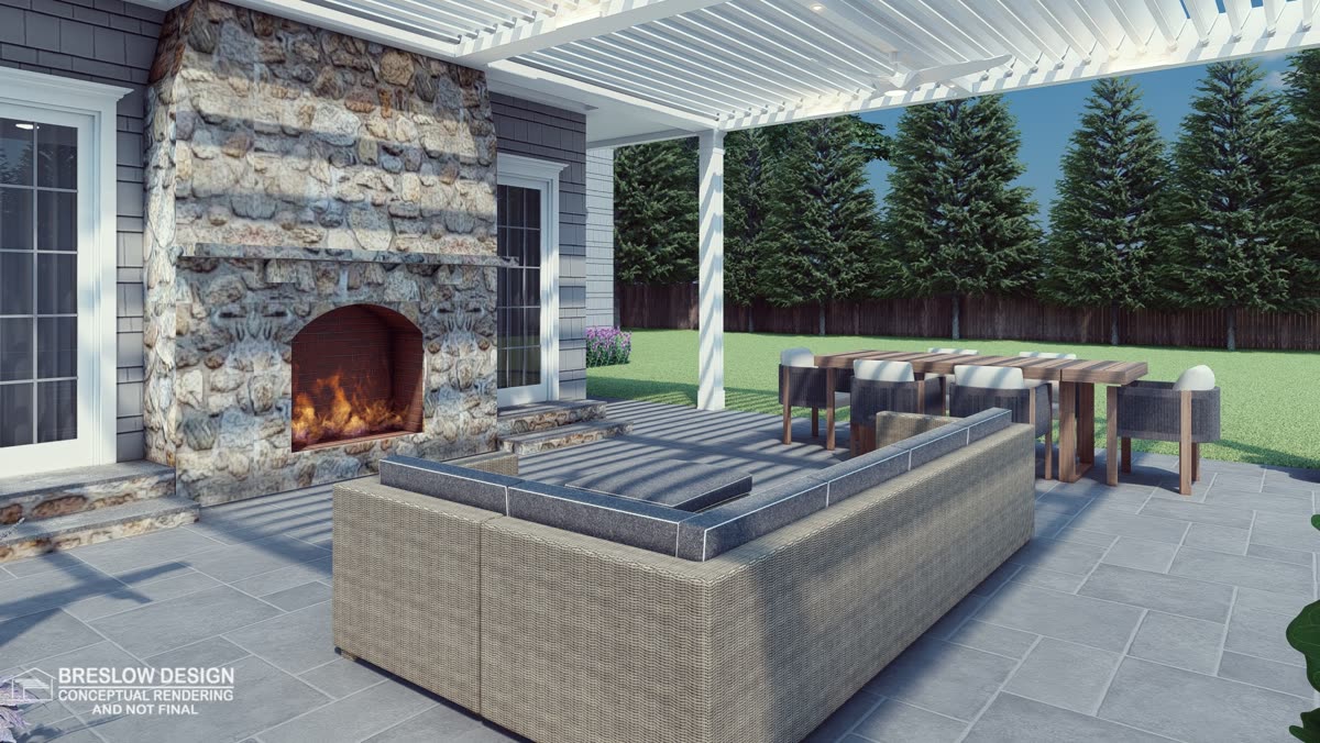 New Canaan pergola 3D design rendering 6