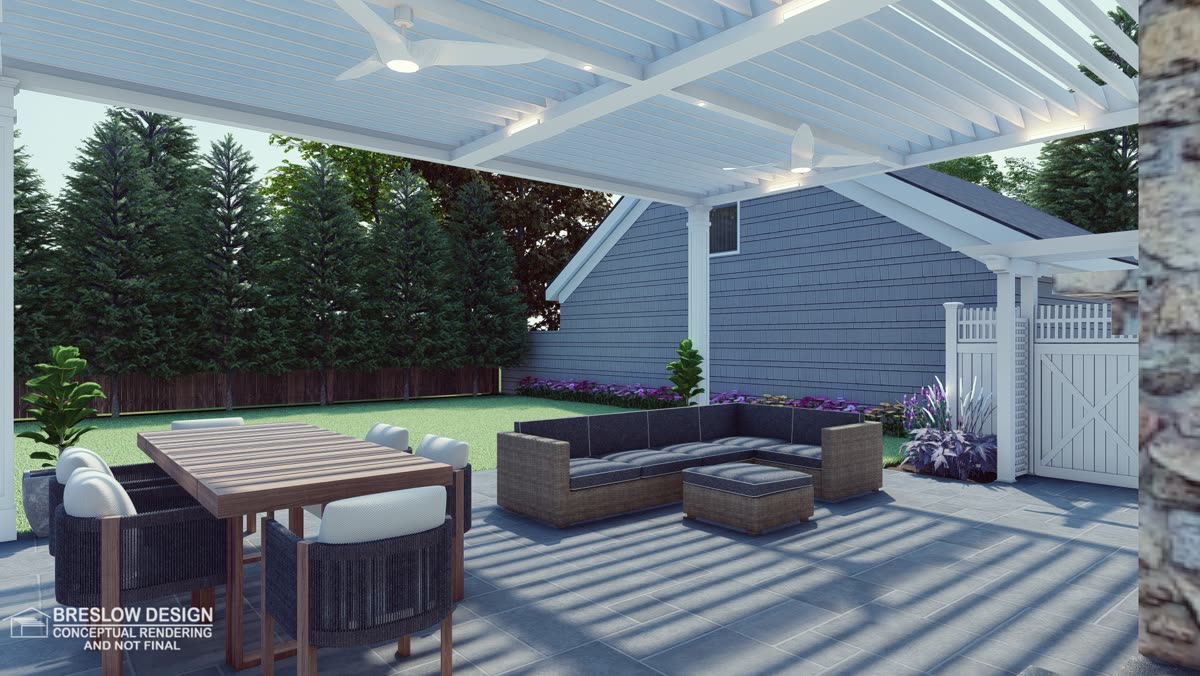 New Canaan pergola 3D design rendering 7