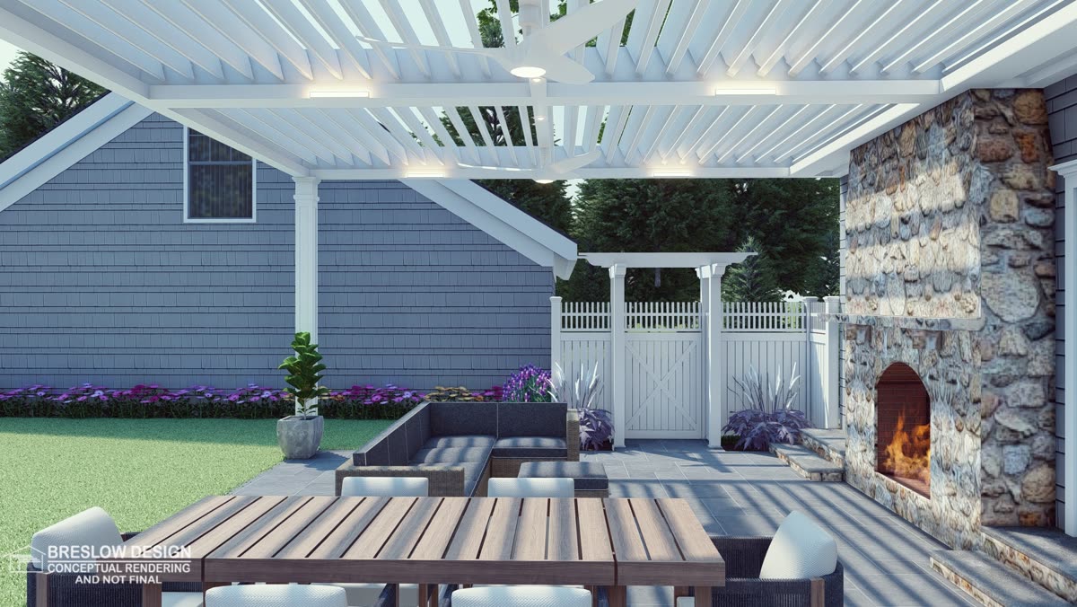New Canaan pergola 3D design rendering 8