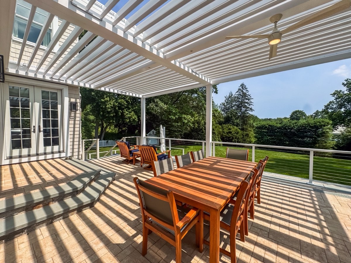 Smart poolside pergola — Westport, CT
